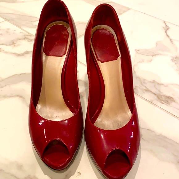 Dior burgundy platform pumps with open toe, size 37 - Picture 1 of 11